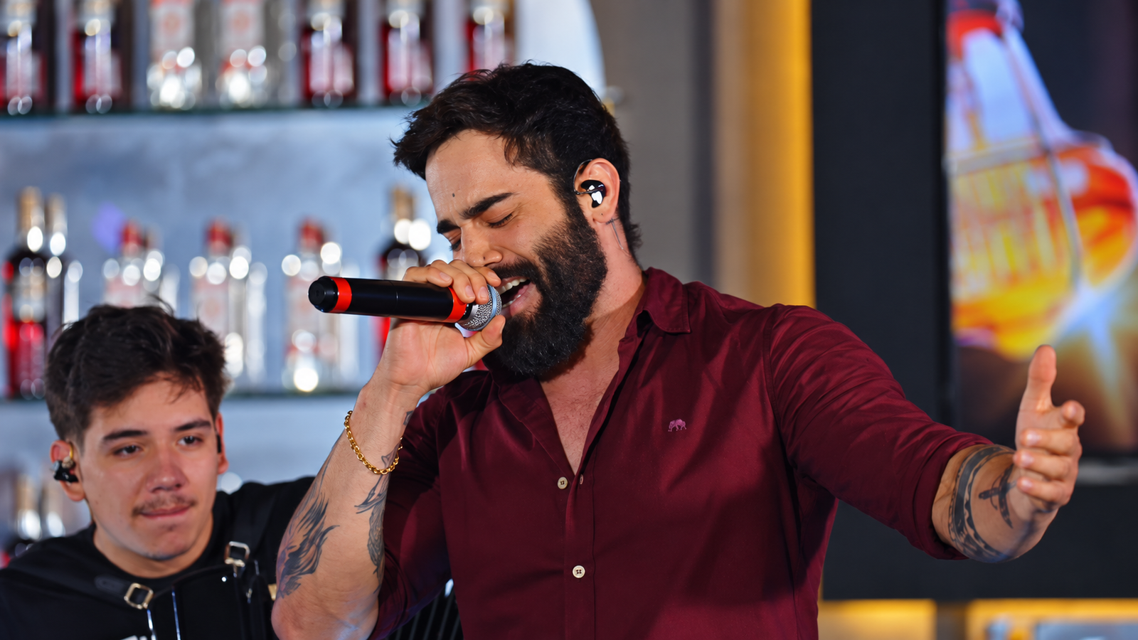 Cantor se apresentando no palco