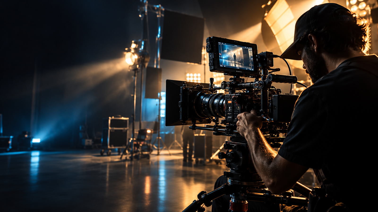 Criador audiovisual em ambiente de estúdio